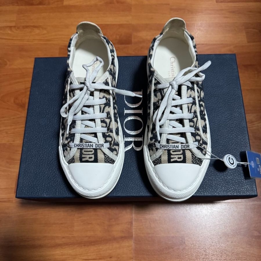 Dior厚底鞋迪奧Walk'n'CD滿印刺繡印花板鞋 深藍 38碼-2
