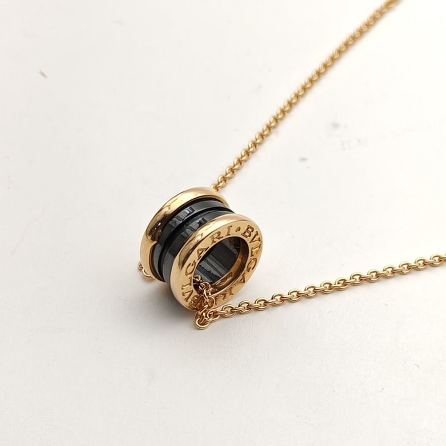 BVLGARI B.ZERO1彈簧項鏈三環扣18K玫瑰金/黑陶瓷-2