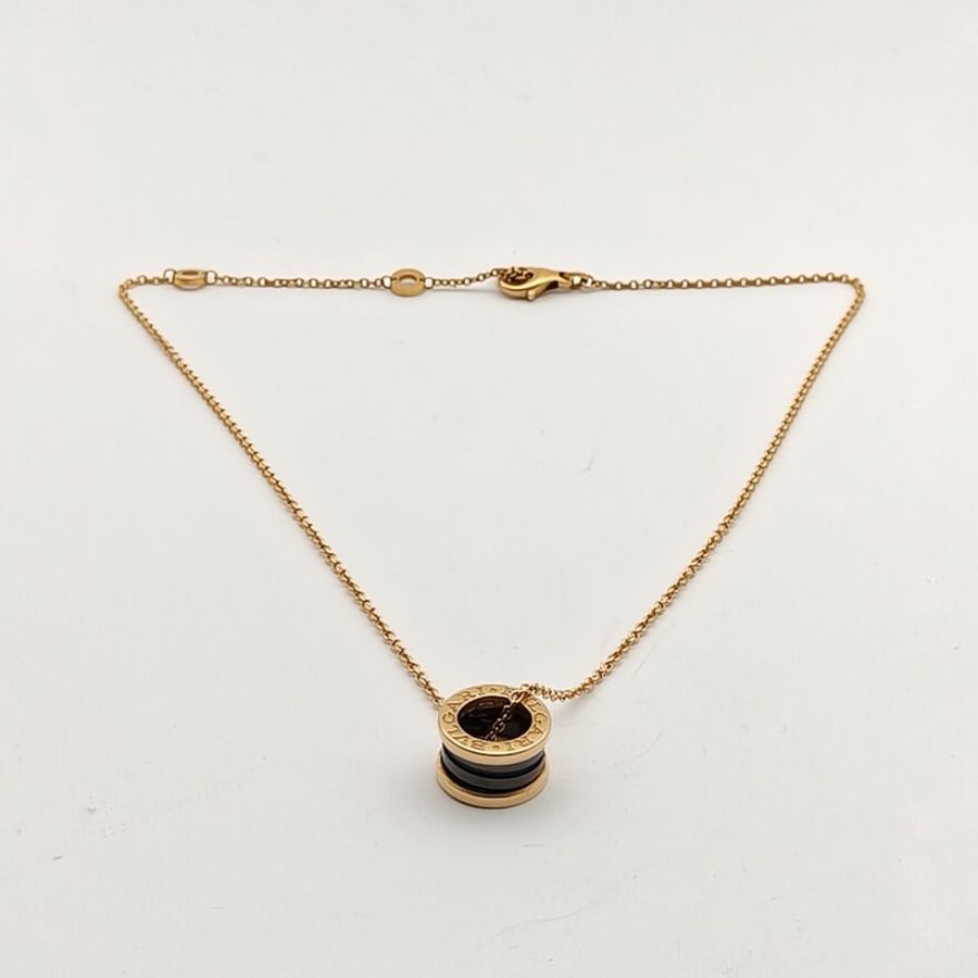 BVLGARI B.ZERO1彈簧項鏈三環扣18K玫瑰金/黑陶瓷-4