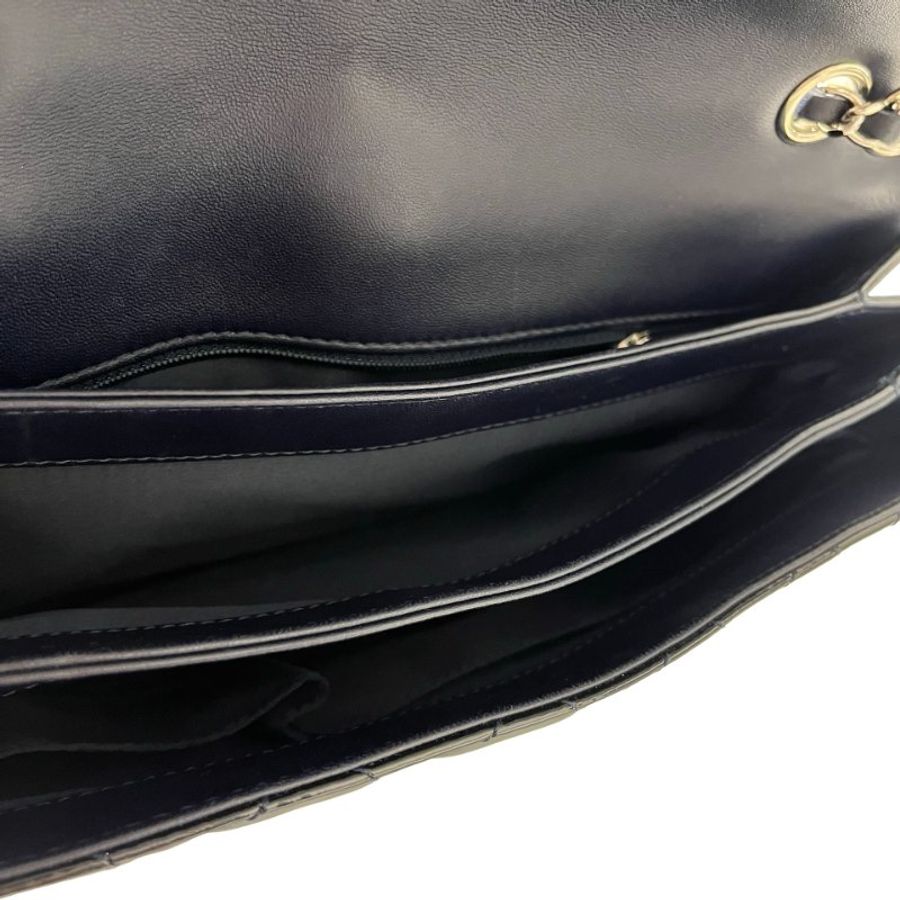 Used CHANEL Patent Leather FLAP Shoulder Bag Black PHW-8