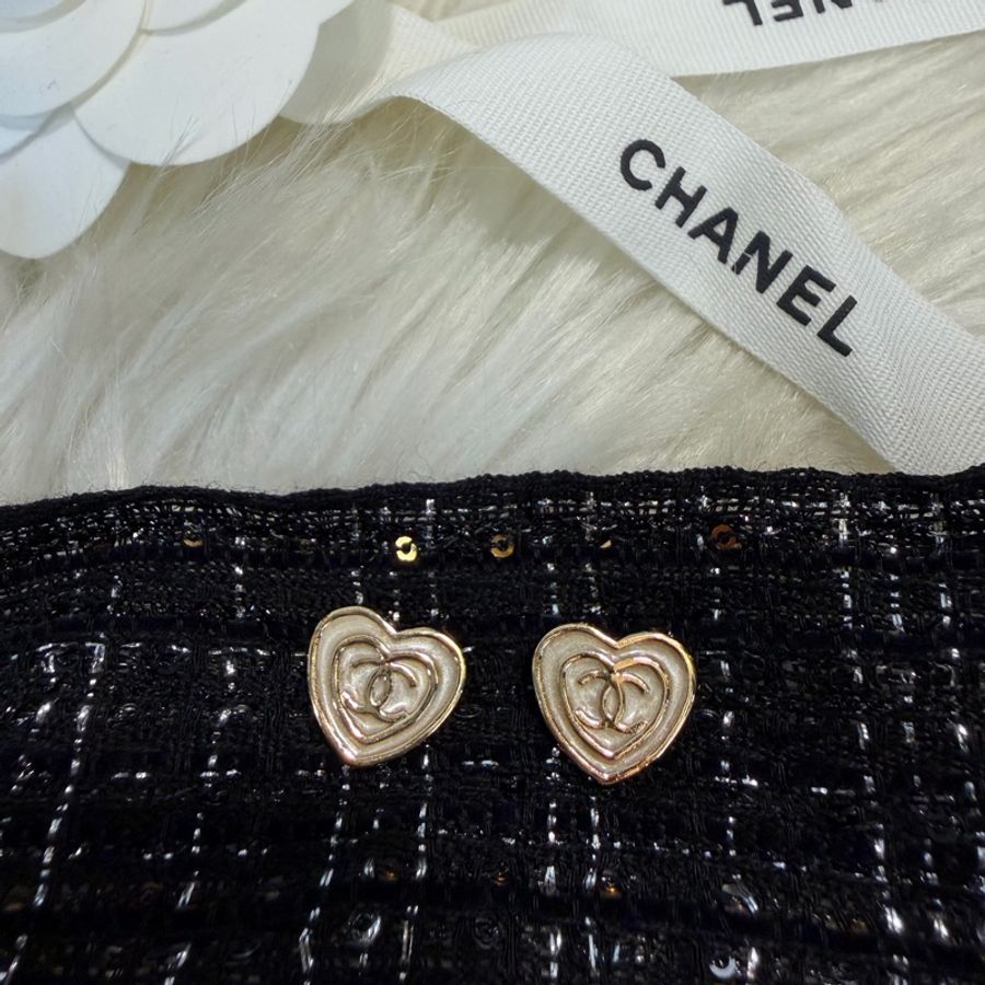 Chanel 愛心耳針式耳環-0