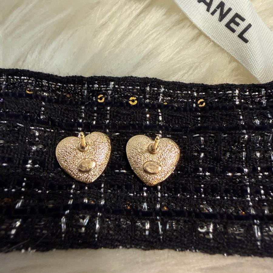Chanel 愛心耳針式耳環-7