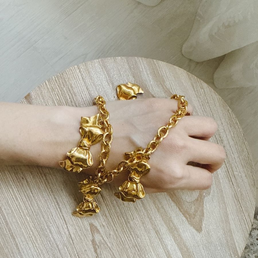 1990 vintage 古董 香奈兒 Chanel 鍍金 蝴蝶結 項鍊-16