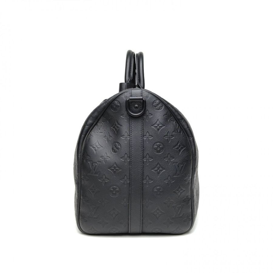 LOUIS VUITTON KEEPALL50配肩帶黑色牛皮晶片肩背包-1