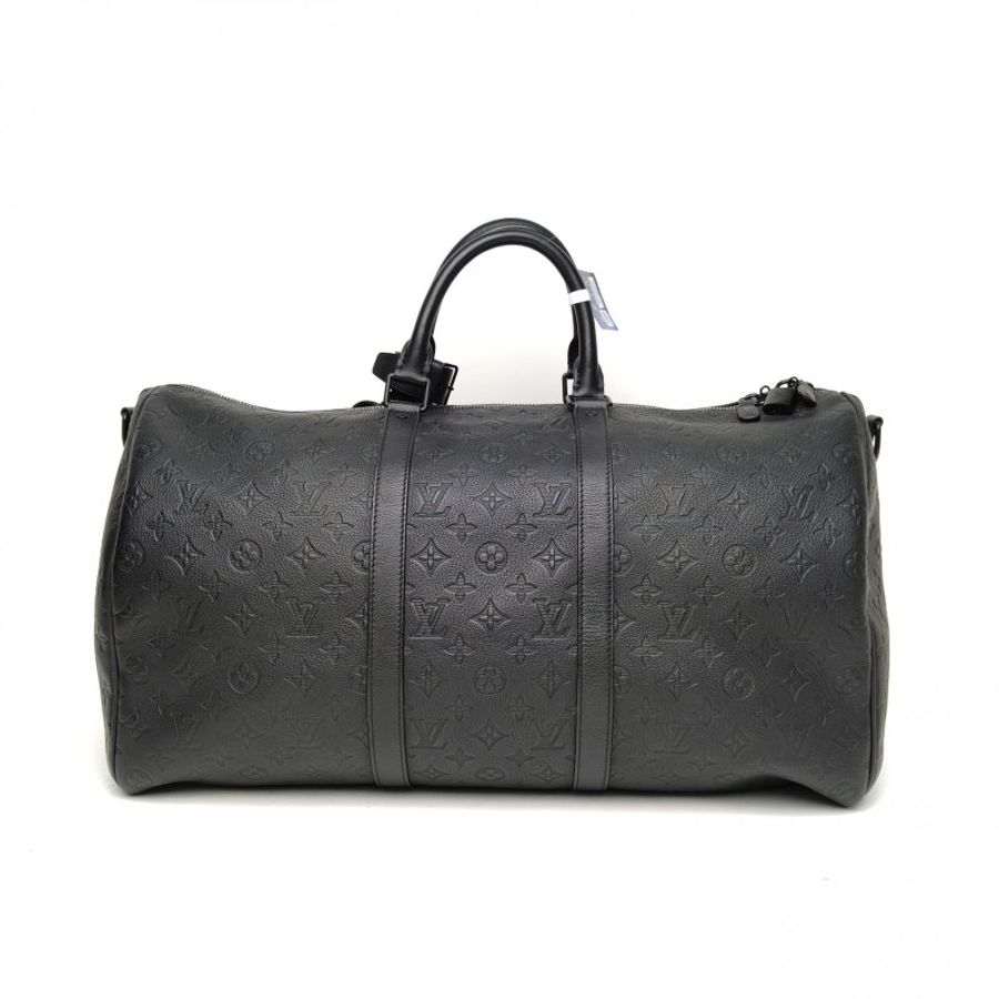 LOUIS VUITTON KEEPALL50配肩帶黑色牛皮晶片肩背包-2