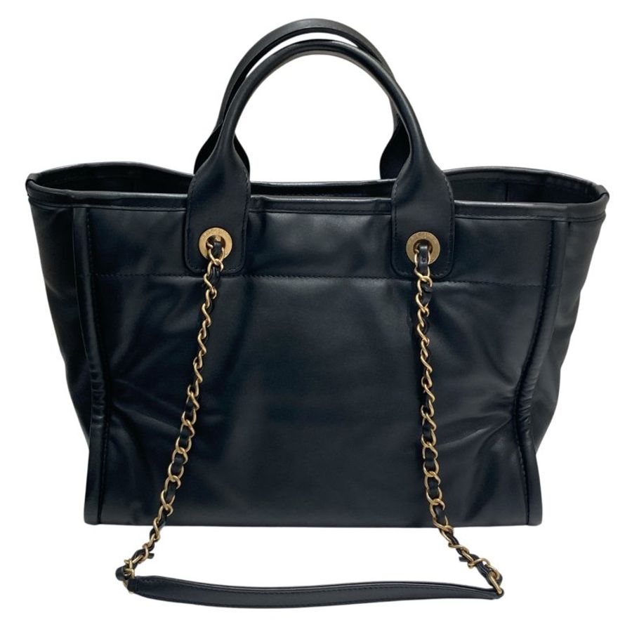 CHANEL 香奈兒 AS3257 Deauville Tote 小牛皮 托特包 黑色 金釦-1
