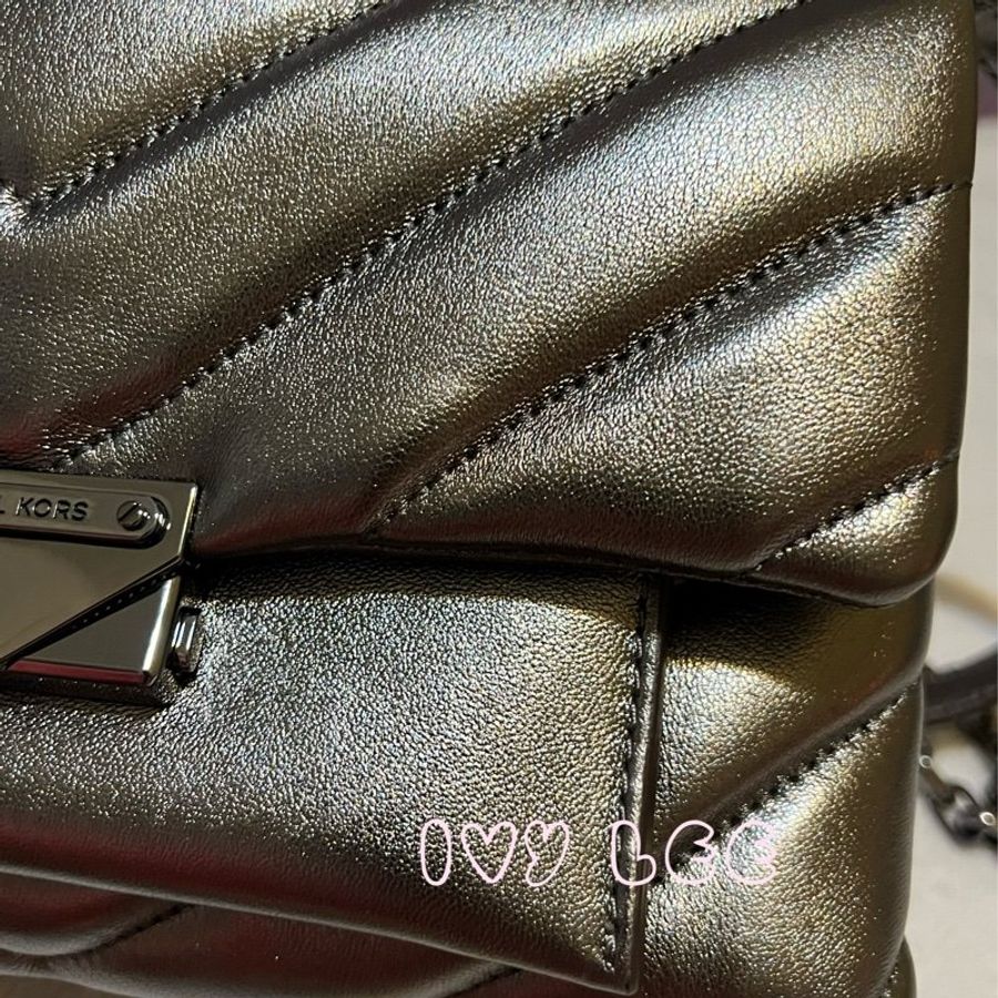 MICHAEL KORS 30H9UOEL6K Cece V形 山行紋路絎縫金屬皮革 斜背包 肩背包 鍊帶包 二手精品 Michael Kors 《夫妻的世界》韓素希同款-43