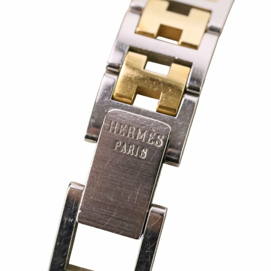 愛馬仕 Clipper 組合款女士石英錶 CL3.240 白色錶盤,銀色和金色點綴-10