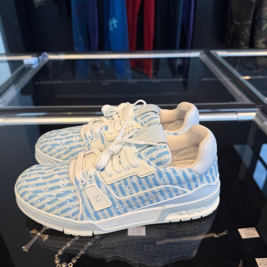 Louis Vuitton Trainer 帆布白藍條紋-0