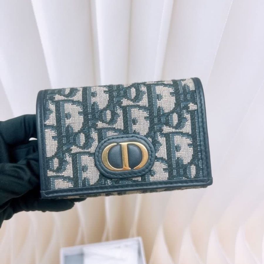 Dior 30 montaigne 藍色老花蒙田短夾-1