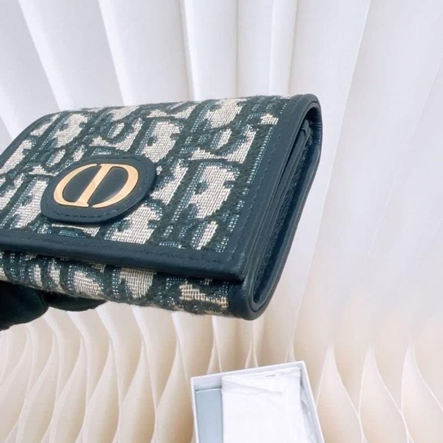 Dior 30 montaigne 藍色老花蒙田短夾-4