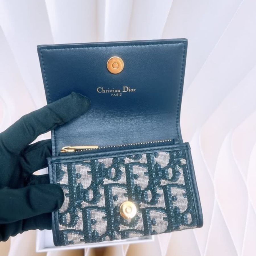Dior 30 montaigne 藍色老花蒙田短夾-7
