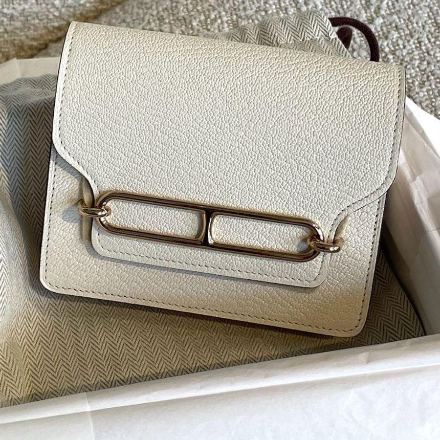 99新 HERMES/爱马仕 ROULIS SLIM compact 钱包 卡包 猪鼻子 山羊皮 Nata奶昔白 23年 u刻。-0