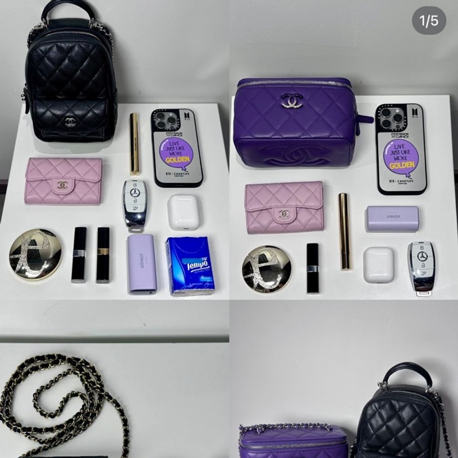 Chanel 黑金牛皮 迷你雙肩包/小背包-15