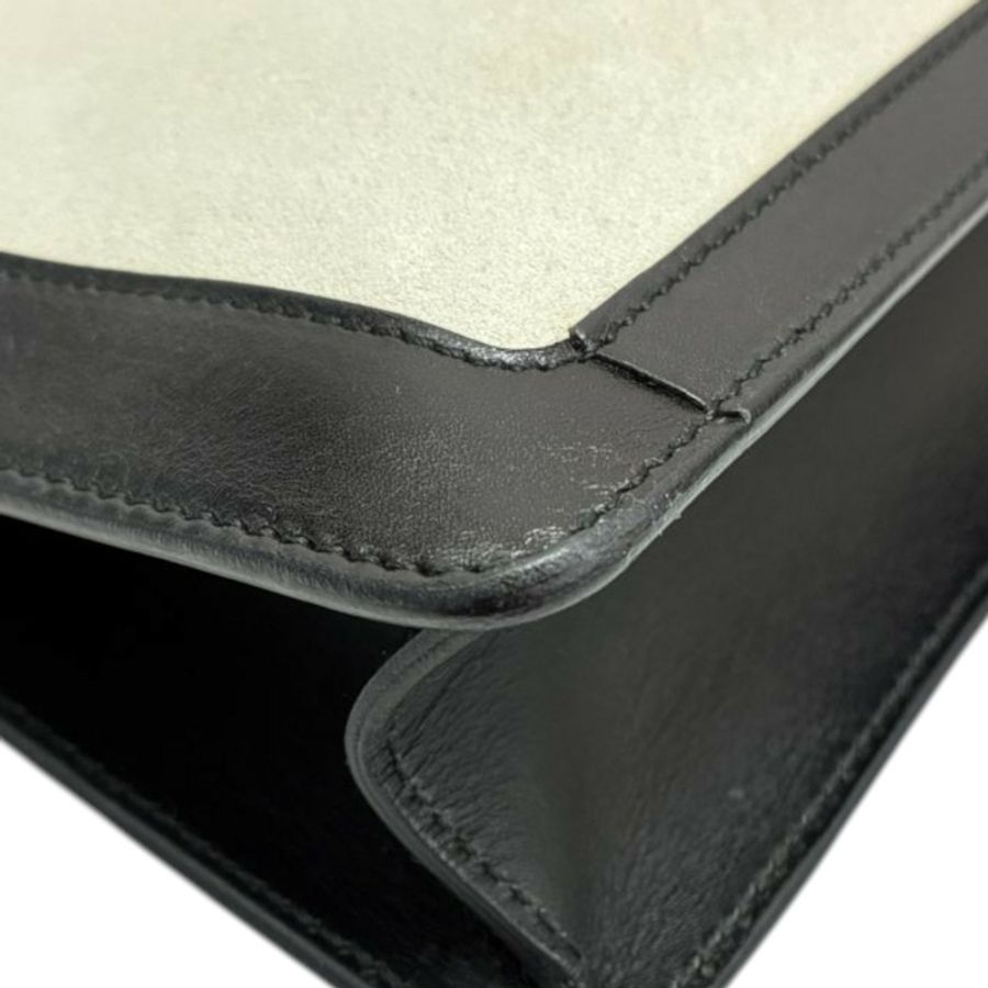 白/黑色 麂皮 牛皮 手提包【GUCCI 古馳】 001 4106-10