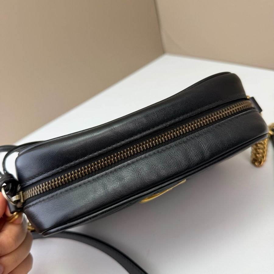 Gucci 古馳馬蒙相機包黑金mini-5