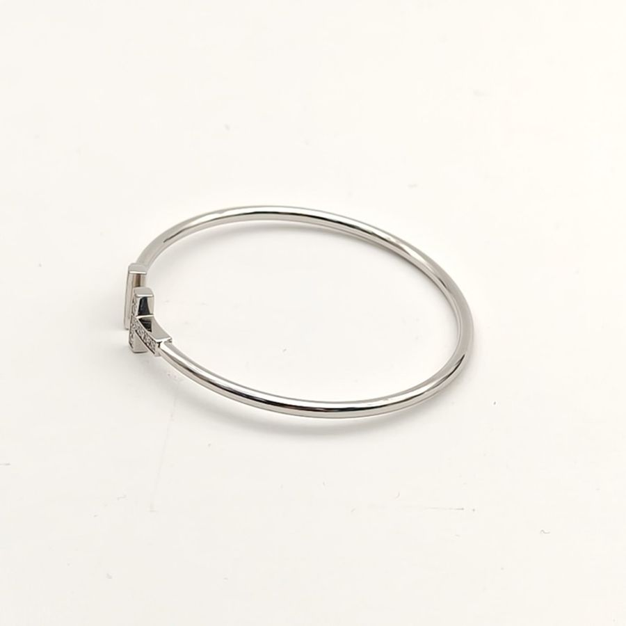 TIFFANY&CO TiffanyT線圈手鐲中號滿鑽18K白金/鑽石15號-2