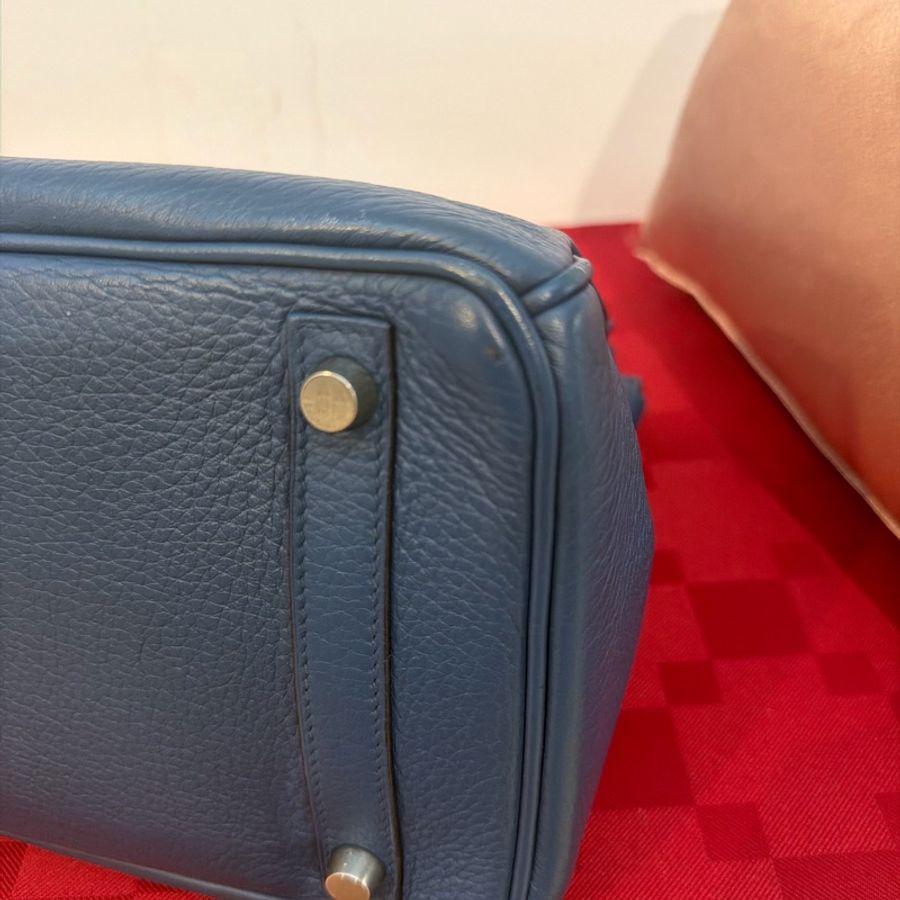 Hermes 🌈愛馬仕 Birkin 30 Togo 皮🌟藍色銀扣-10