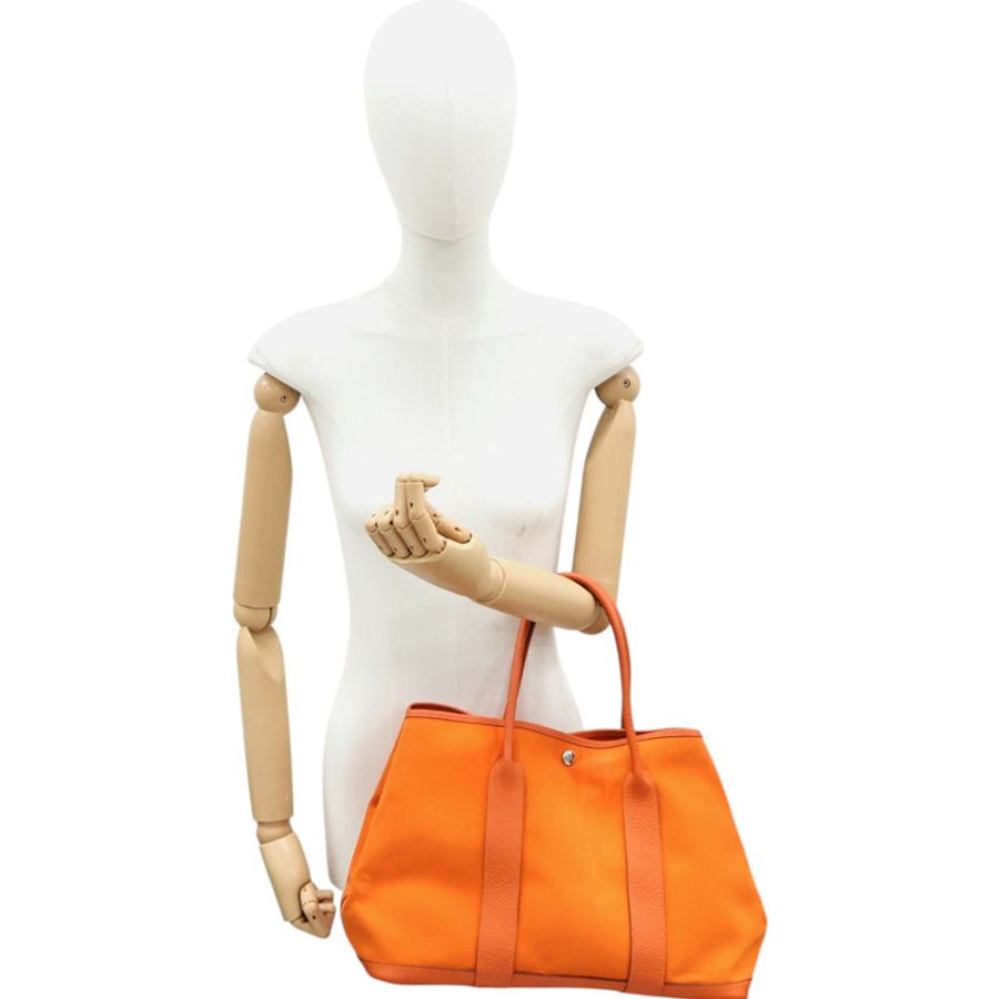 橘色 帆布 Garden Party 36 手提包 R刻【HERMES 愛馬仕】-6
