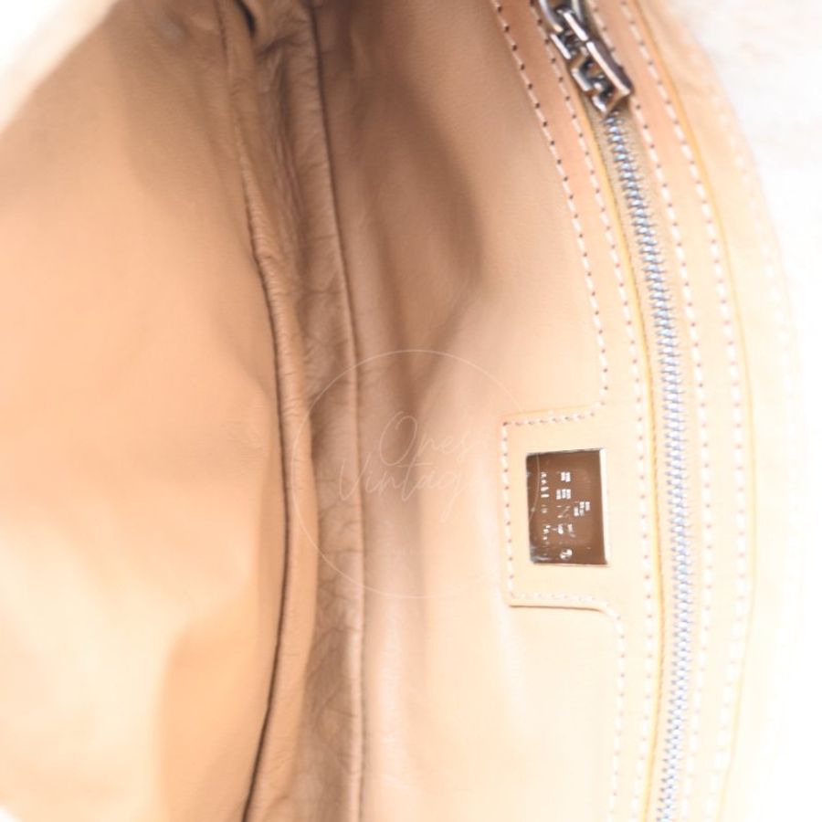 中古 芬迪 Fendi 米色 Beige Zucca Baguette 法棍包 羊毛與皮革-17