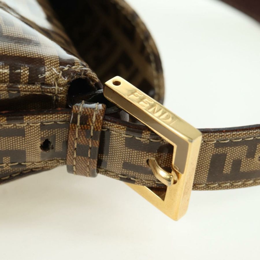 【日本直送】FENDI Zucchino 帆布 Mamma Baguette 包,塗佈帆布,米色金色,正品 175878SAM-7