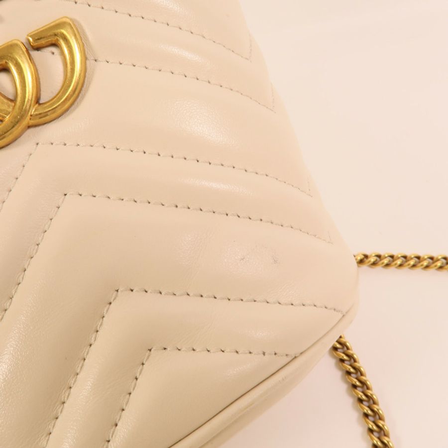 GUCCI 牛皮皮革GG Marmont Bucket鏈帶肩背袋-14