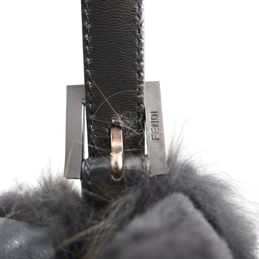 中古 芬迪 Fendi 黑色毛皮 Black Fur Baguette 法棍手袋-29