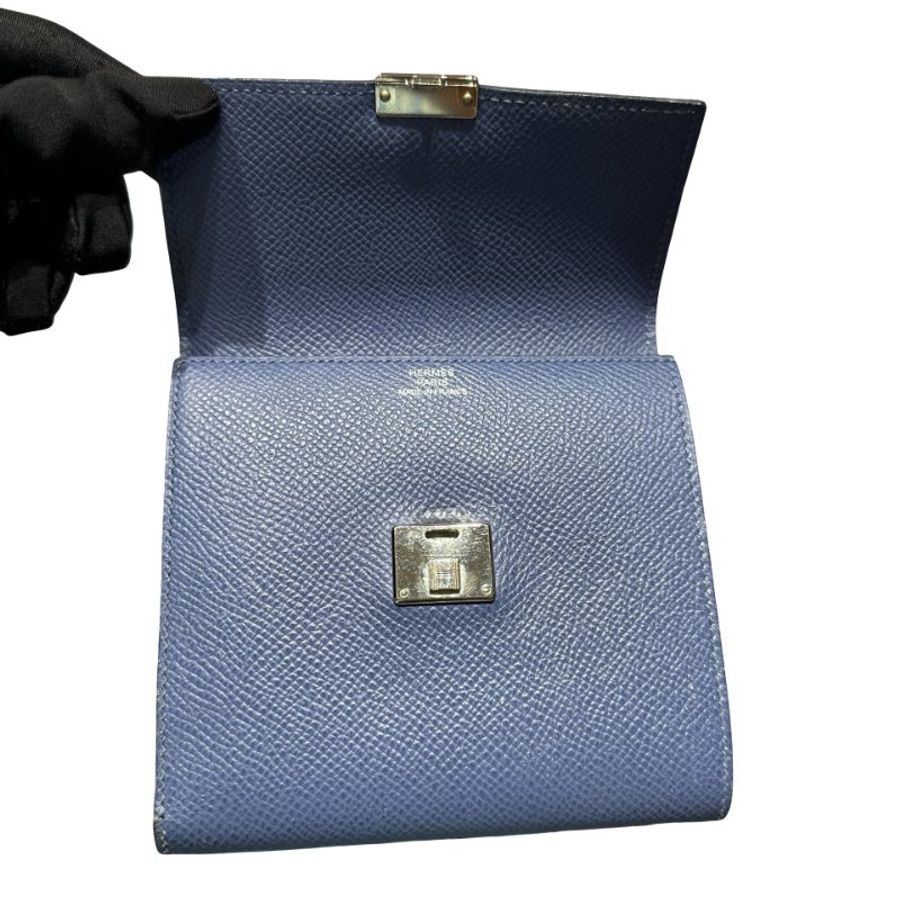 HERMÈS Epsom leather Clic-H wallet PHW Navy-1