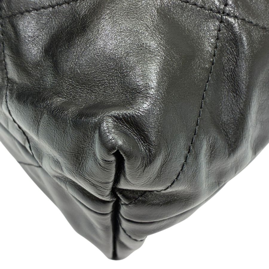 黑色 牛皮 22 中號 肩背包 金釦【CHANEL 香奈兒】 AS3261-10