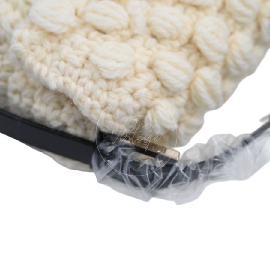 中古 芬迪 Fendi Mamma 法棍包 Baguette Knit Wool 針織羊毛手袋-41