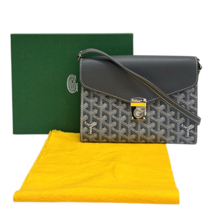 灰色 Goyardine帆布 牛皮 Chypre Wallet Pouch 信封包 肩背包【GOYARD 高雅德】 CHYPRPPMLTY51CL51P-7