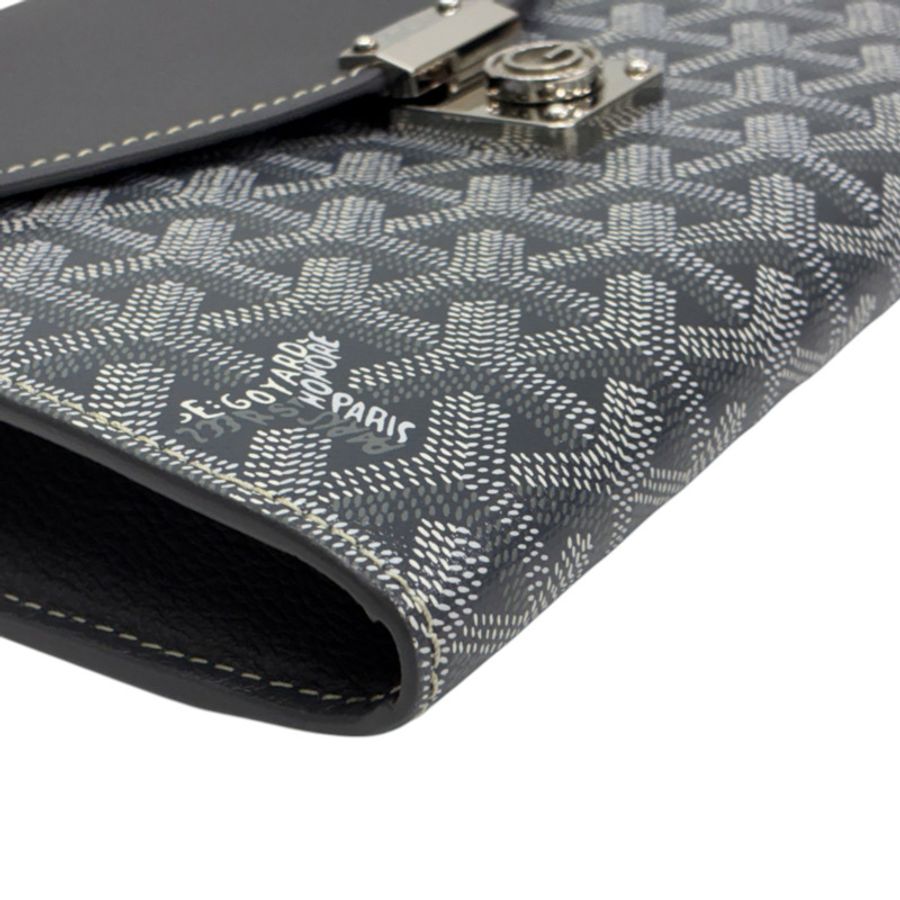 灰色 Goyardine帆布 牛皮 Chypre Wallet Pouch 信封包 肩背包【GOYARD 高雅德】 CHYPRPPMLTY51CL51P-8