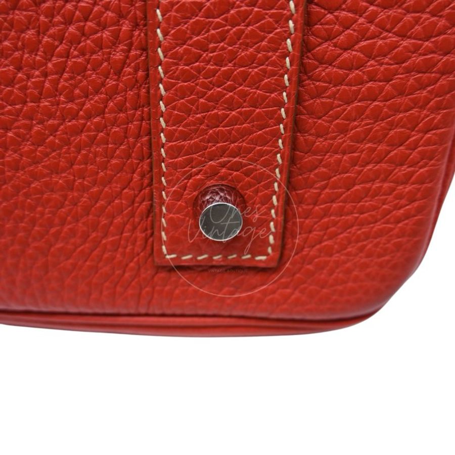 中古 愛馬仕 Hermes Birkin 42 Shoulder 銀色五金 Sanguine 紅色印記 Square O 手袋-17