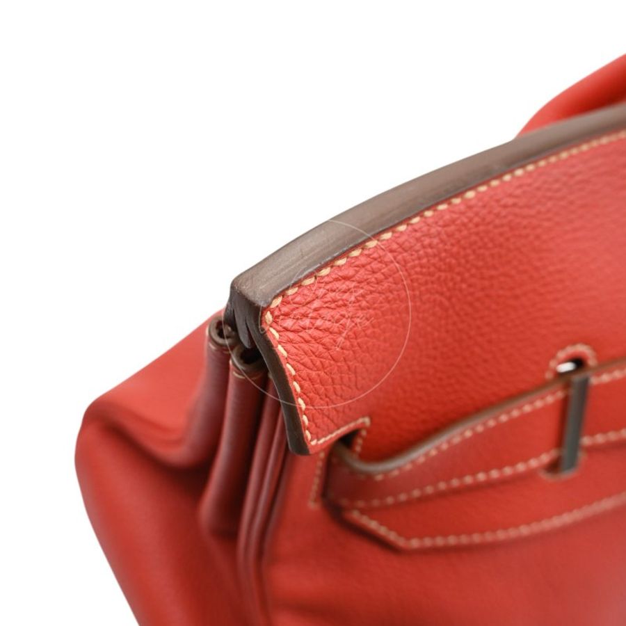 中古 愛馬仕 Hermes Birkin 42 Shoulder 銀色五金 Sanguine 紅色印記 Square O 手袋-23