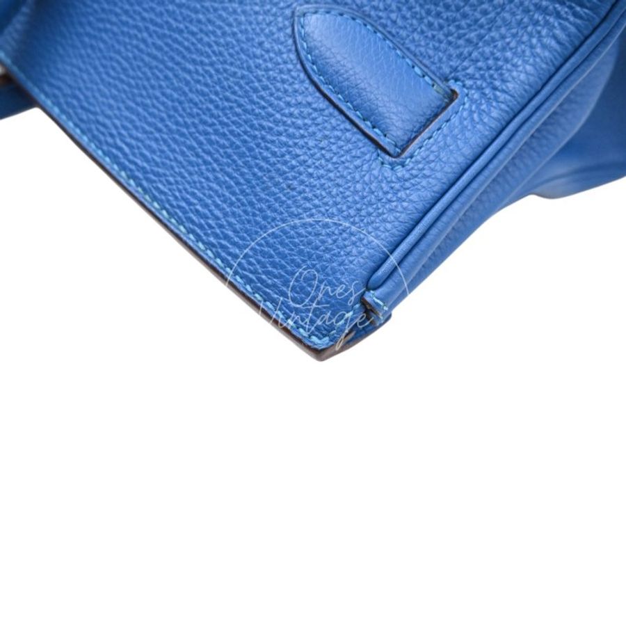 中古 愛馬仕 Hermes Birkin Shoulder 42 藍色 Togo 銀色五金 印記 Square O 手袋-58