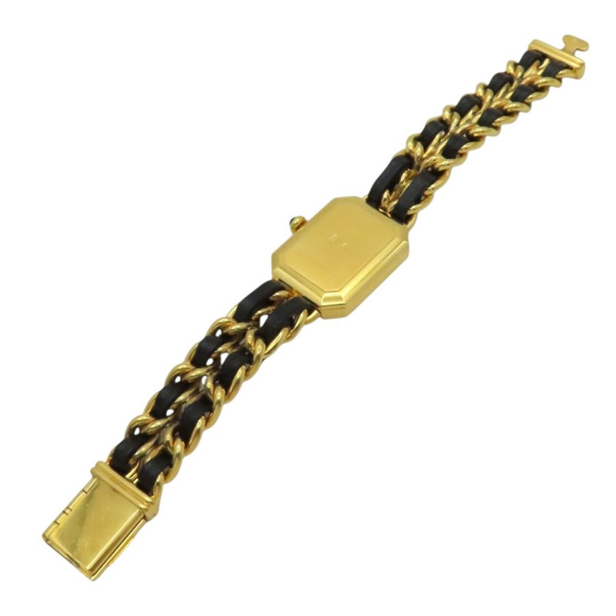 黑色錶盤 鍍金 皮革錶帶 Premiere S 石英腕錶【CHANEL 香奈兒】 H0001-8