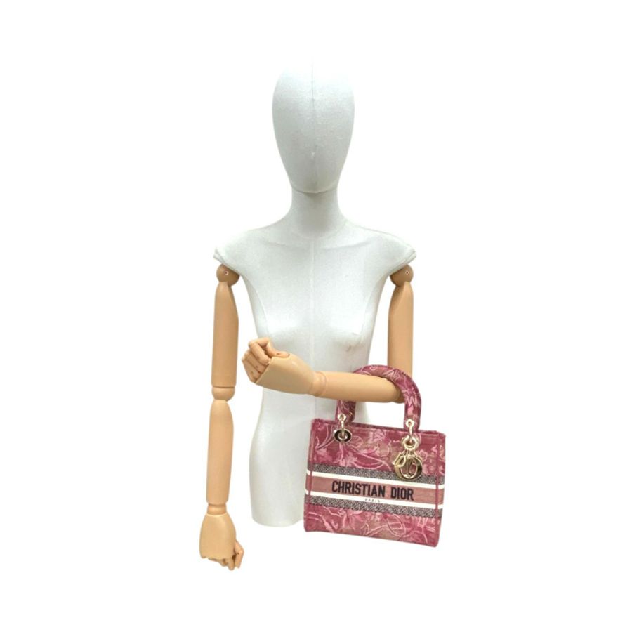 粉紅色 刺繡帆布 Lady D-Lite 两用包【Dior 迪奧 】 M0565ORWL_M33E-7