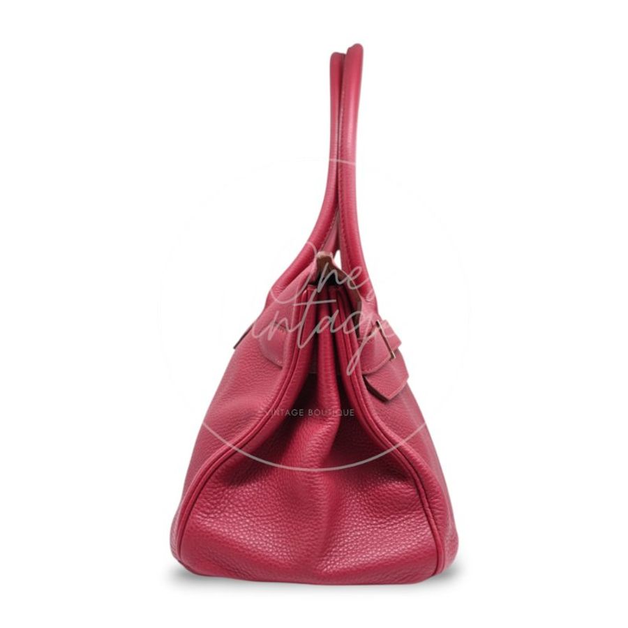 中古 愛馬仕 Hermès JPG Shoulder Birkin 42 銀色五金 Rubis 紅寶石色手袋-3