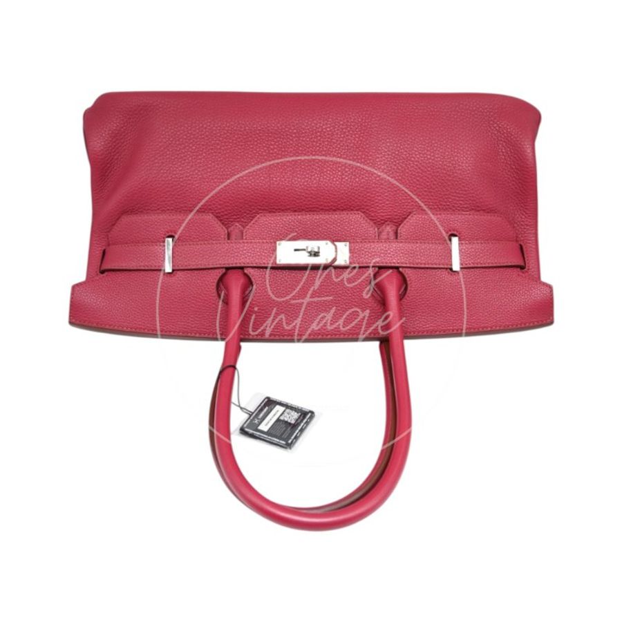 中古 愛馬仕 Hermès JPG Shoulder Birkin 42 銀色五金 Rubis 紅寶石色手袋-6