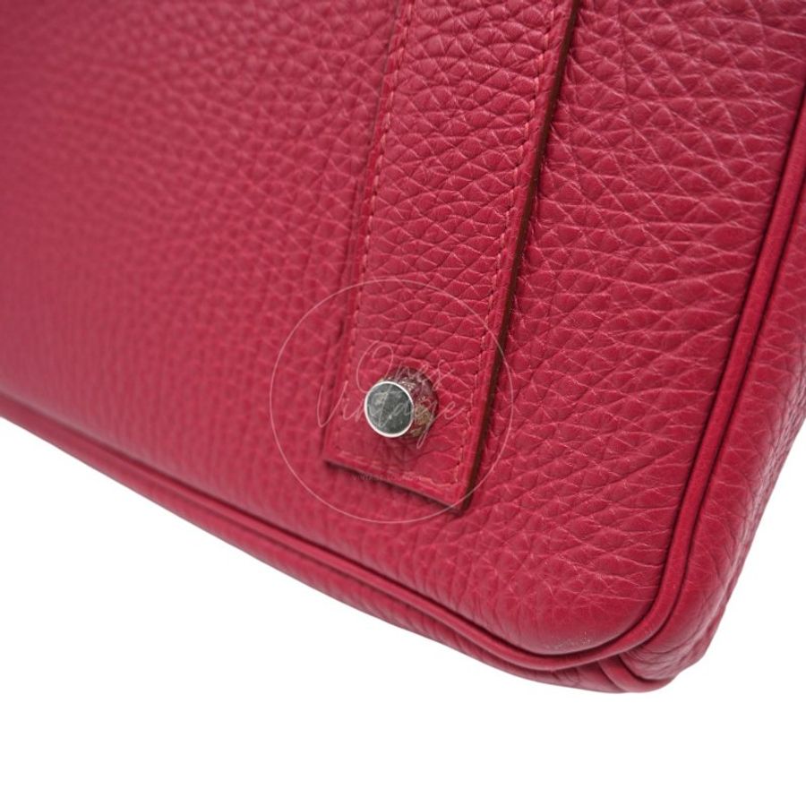 中古 愛馬仕 Hermès JPG Shoulder Birkin 42 銀色五金 Rubis 紅寶石色手袋-18
