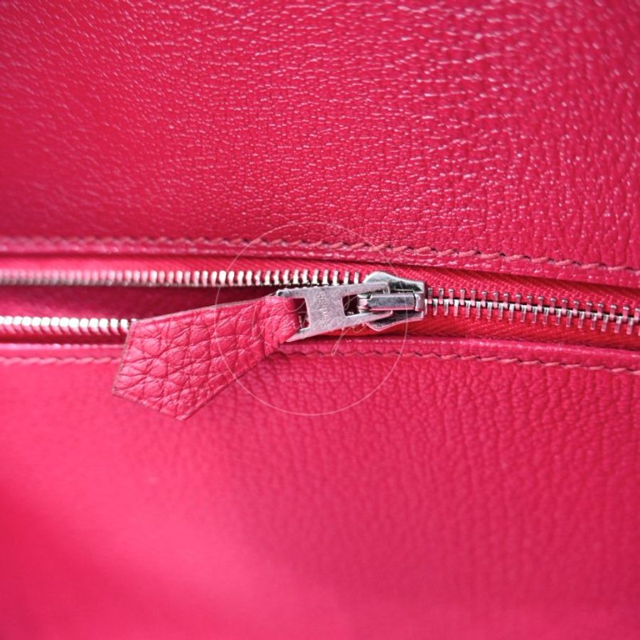 中古 愛馬仕 Hermès JPG Shoulder Birkin 42 銀色五金 Rubis 紅寶石色手袋-20