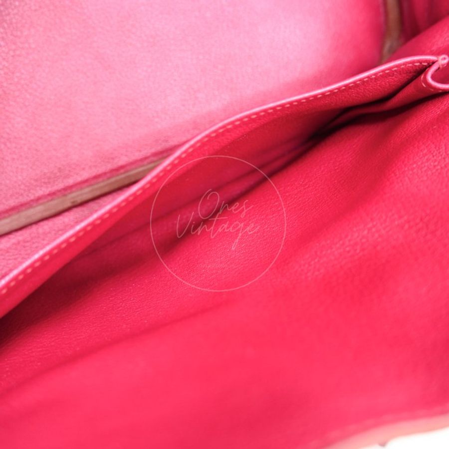 中古 愛馬仕 Hermès JPG Shoulder Birkin 42 銀色五金 Rubis 紅寶石色手袋-23