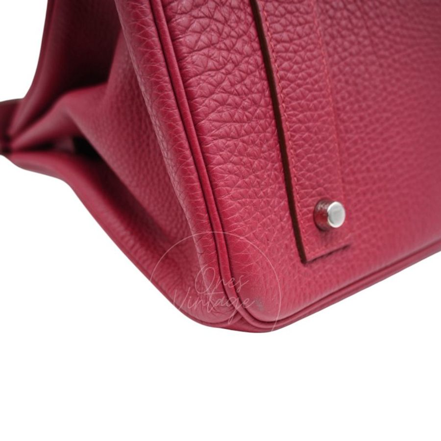 中古 愛馬仕 Hermès JPG Shoulder Birkin 42 銀色五金 Rubis 紅寶石色手袋-38