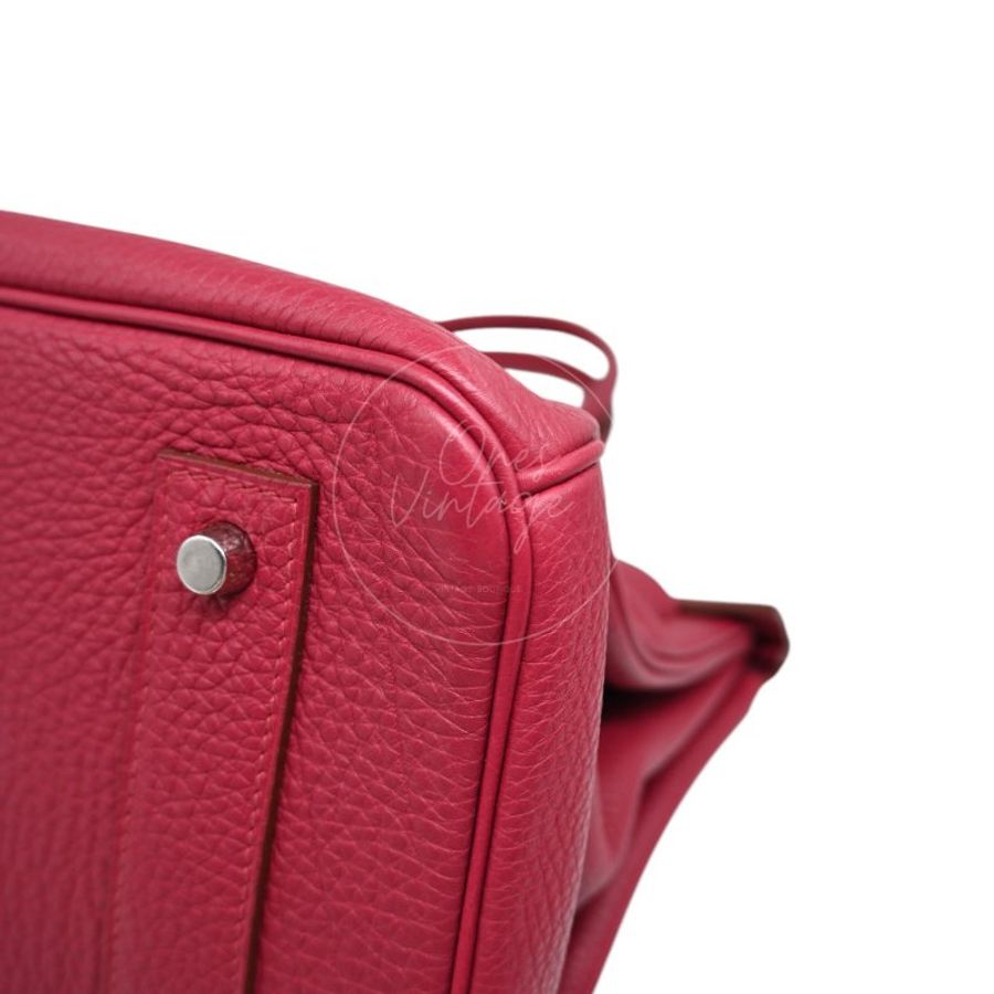 中古 愛馬仕 Hermès JPG Shoulder Birkin 42 銀色五金 Rubis 紅寶石色手袋-39