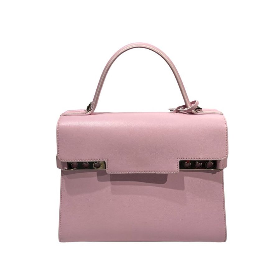 DELVAUX Calfskin Leather Tempete MM Shoulder Bag Pink GHW-0