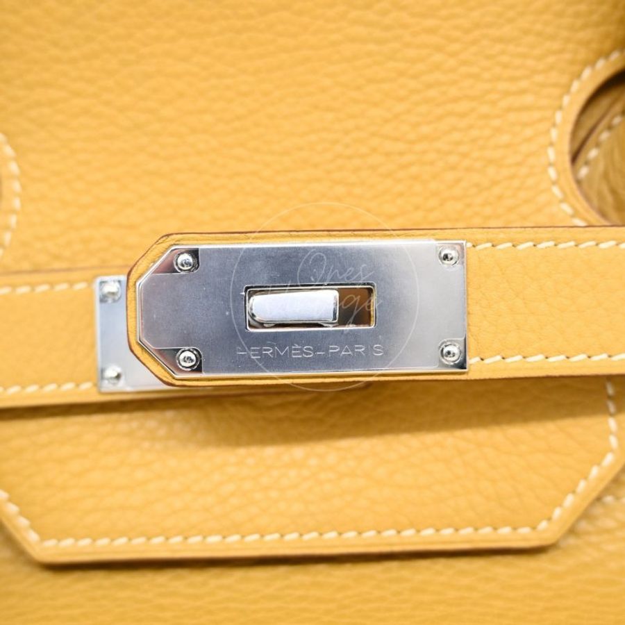 中古 愛馬仕 Hermès JPG Shoulder Birkin 42 2C Curry 咖哩色 銀色五金 印記 Square L 手袋-31