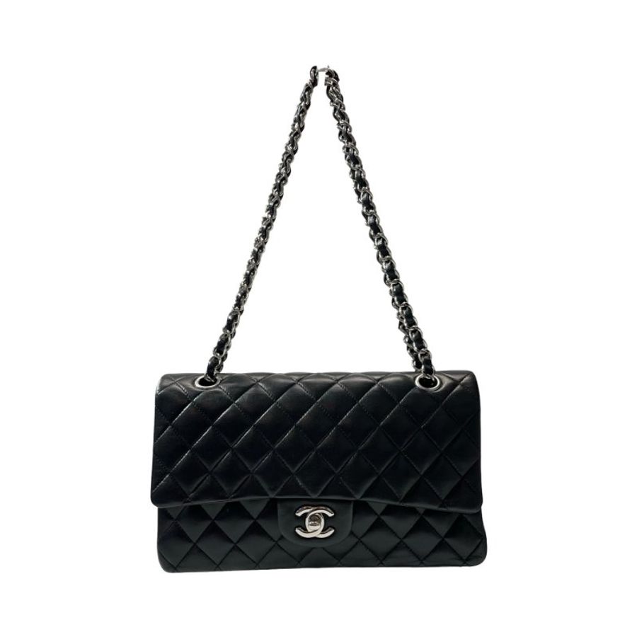 CHANEL Lambskin Leather CF 25 Shoulder Bag Black PHW-0