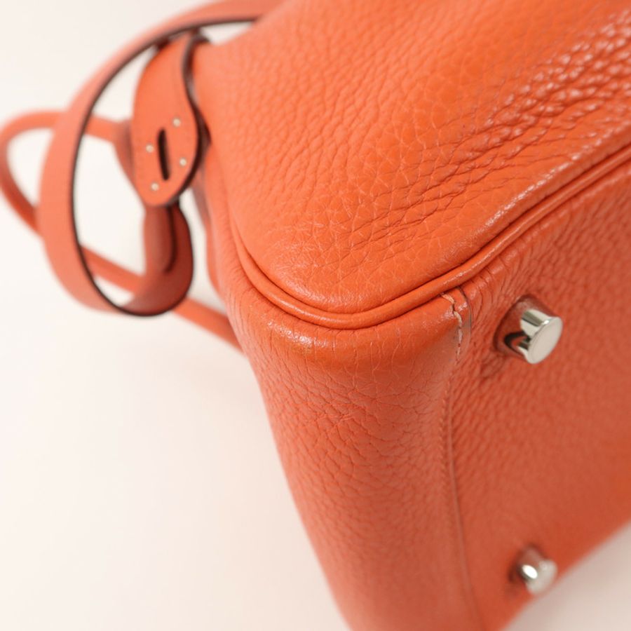 HERMES Clemence皮革Lindy 26手挽肩背兩用袋Orange Poppy-13
