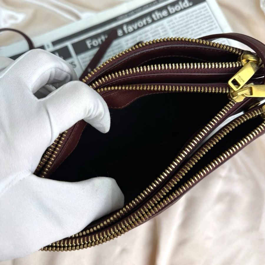 Celine TRIO光滑羊皮革手袋 羊皮拼牛皮-8