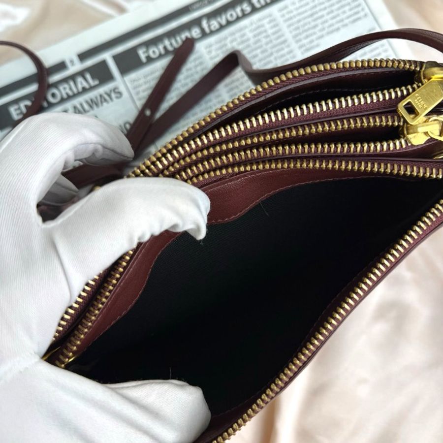 Celine TRIO光滑羊皮革手袋 羊皮拼牛皮-9